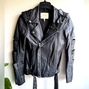 Maje Black Leather Moto Jacket